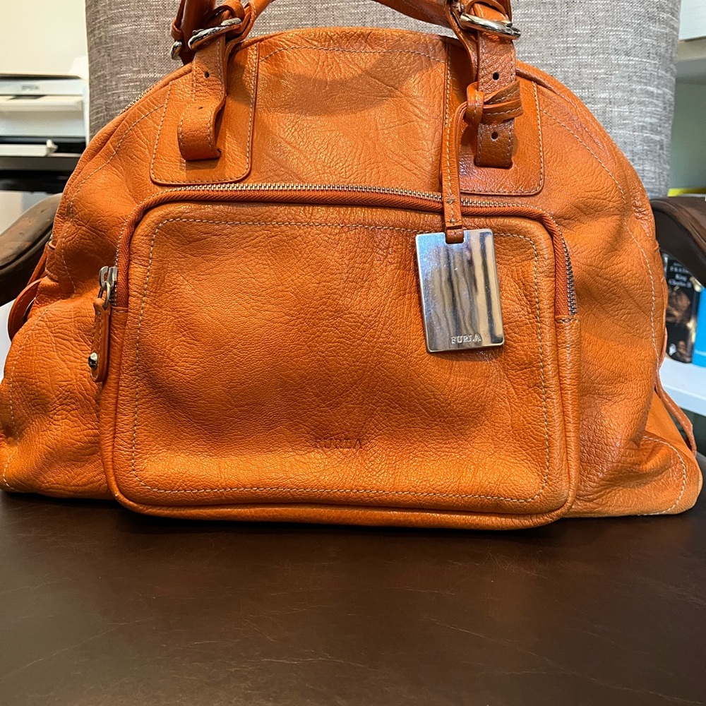 Furla Orange Leather Satchel
